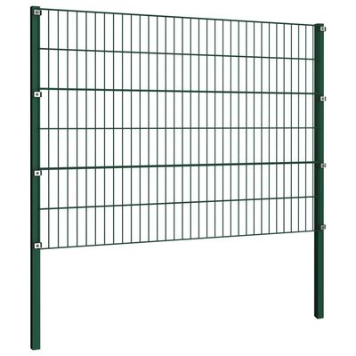 vidaXL Fence Panel with Posts Iron 17x1.2 m Green