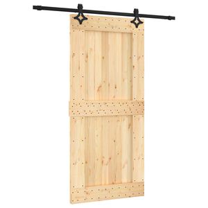 vidaXL Sliding Door Natural and Black 95 x 210 cm Solid Pine Wood
