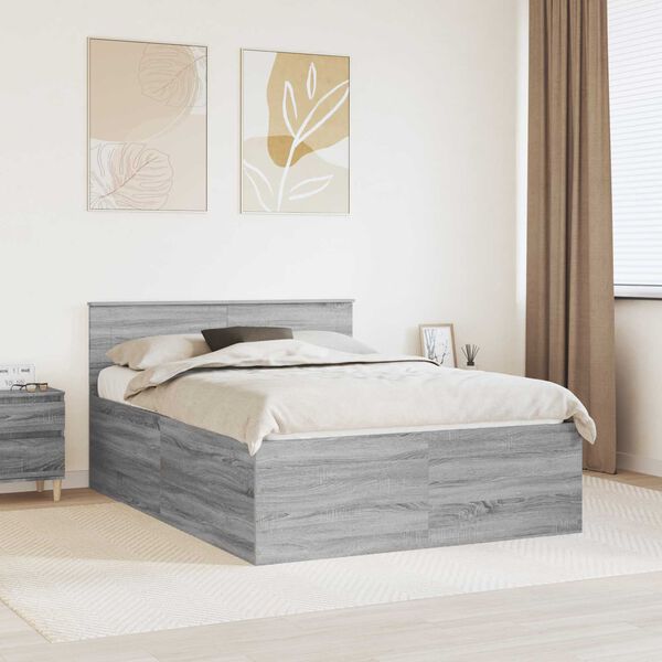 vidaXL Bed Frame Grey Sonoma 160 x 200 cm Engineered Wood