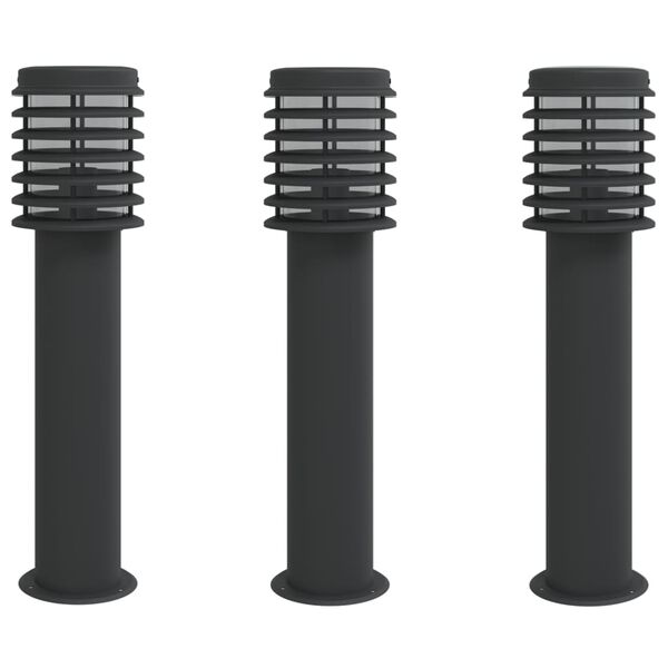 vidaXL Outdoor Floor Lamps 3pcs Black 60 cm Stainless Steel