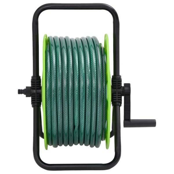 vidaXL Free Standing Green Hose Reel with 50 m Hose PVC