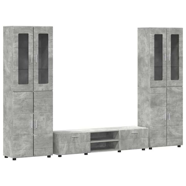 vidaXL TV Cabinet Set with Drawer Concrete Grey Engineered Wood