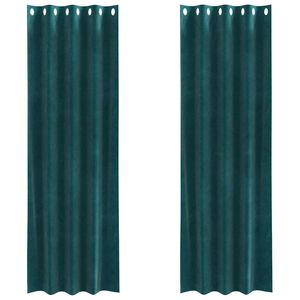 vidaXL Blackout Curtains 2 pcs Dark Green 140 x 225 cm Velvet