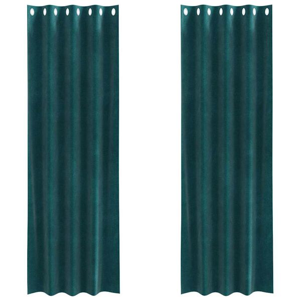 vidaXL Blackout Curtains 2 pcs Dark Green 140 x 225 cm Velvet