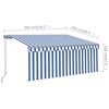 vidaXL Manual Retractable Awning with Blind 3x2.5m Blue&White