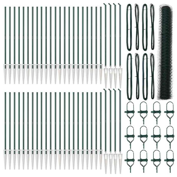 vidaXL Fence Post Green 100 x 1.4 m (36 mm mesh) Steel and PVC