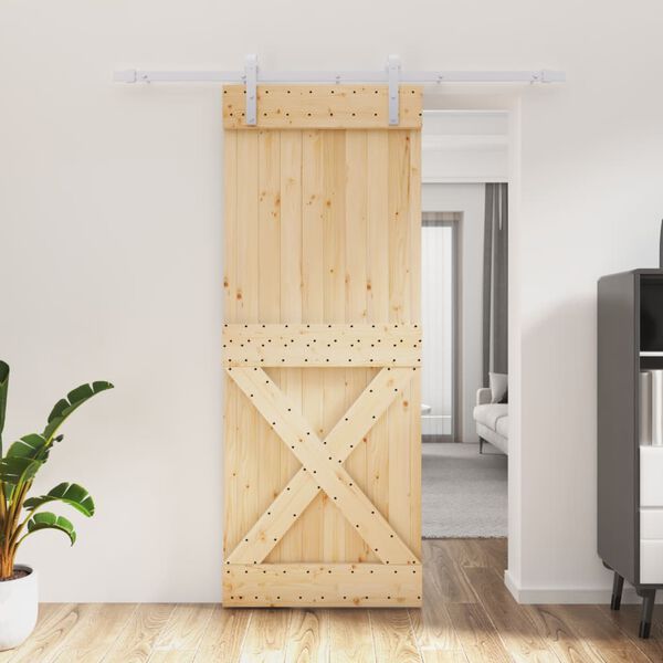 vidaXL Sliding Door with Hardware Set 80x210 cm Solid Wood Pine