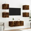 vidaXL TV Wall Cabinet with LED Lights Smoked Oak 30.5x35x30 cm