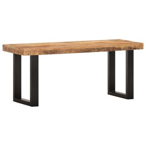 vidaXL Bench | Brown and black | Solid rough mango wood and steel | 110 cm