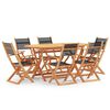 vidaXL 7 Piece Outdoor Dining Set Black Eucalyptus Wood&Textilene