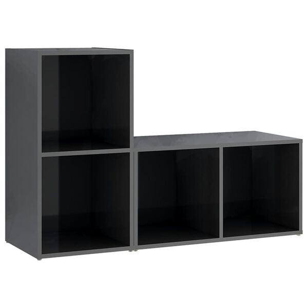 vidaXL TV Cabinets 2 pcs High Gloss Grey 72x35x36.5 cm Engineered Wood
