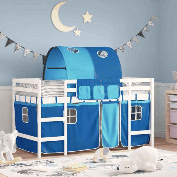 vidaXL Kids' Loft Bed with Tunnel without Mattress Blue 90x190cm
