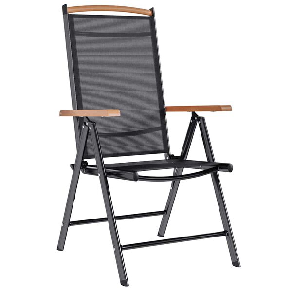 vidaXL Folding Garden Chairs 2 pcs Aluminium and Textilene Black