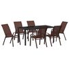 vidaXL Garden Dining Set 7 pcs Brown and Black Powder-coated Steel