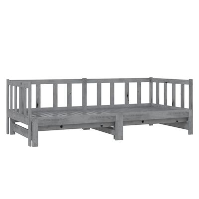 vidaXL Pull-out Day Bed Grey Solid Pinewood 2x