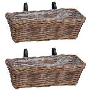 vidaXL Hanging Planter Basket 2 pcs Brown 48 x 22 x 15 cm Lacak Rattan