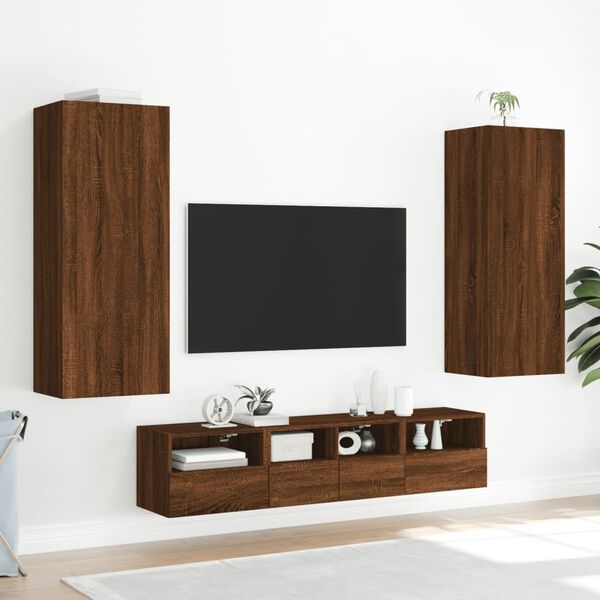 vidaXL 5 Piece TV Wall Units Brown Oak Engineered Wood