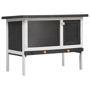 vidaXL Outdoor Rabbit Hutch 1 Layer Grey Wood