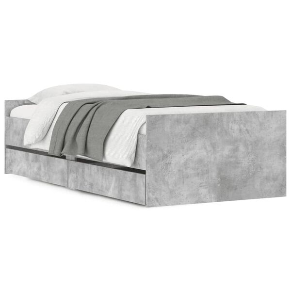 vidaXL Bed Frame with Drawers without Mattress Concrete Grey 100x200 cm