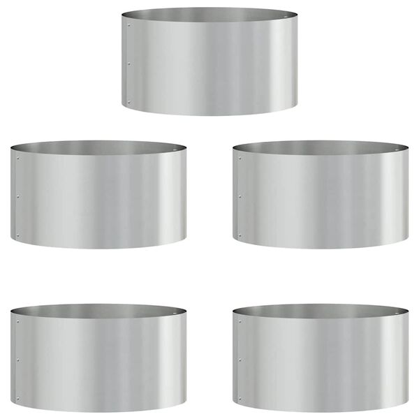 vidaXL Planter Ring 5 pcs Silver 40 x 40 x 20 cm Galvanised Steel