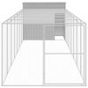 vidaXL Dog House with Run Light Grey 214x865x181 cm Galvanised Steel