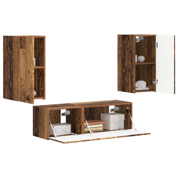 vidaXL TV Wall Cabinet Set Wall-mounted 4 pcs Old Wood Engineered Wood