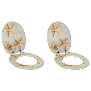 vidaXL WC Toilet Seats 2 pcs with Soft Close Lids MDF Starfish Design