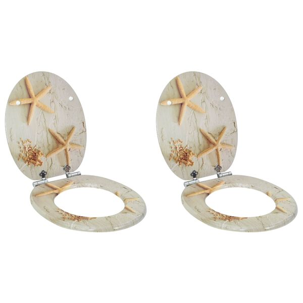 vidaXL Toilet Seat 2 pcs Yellow and White 44 x 38 cm MDF board