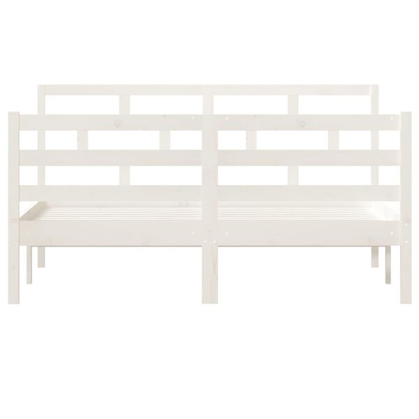 vidaXL Bed Frame without Mattress White Solid Wood 140x190 cm (810411+814195)