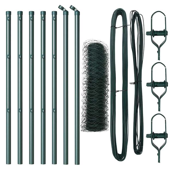 vidaXL Fence with Posts Green 0.5 x 10 m PVC-coated steel