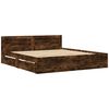 vidaXL Bed Frame with Headboard without Mattress Smoked Oak 180x200 cm Super King