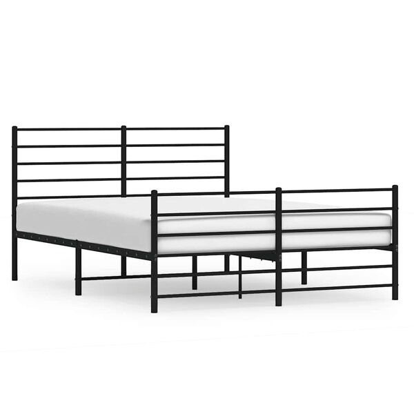 vidaXL Metal Bed Frame without Mattress with Footboard Black 135x190cm