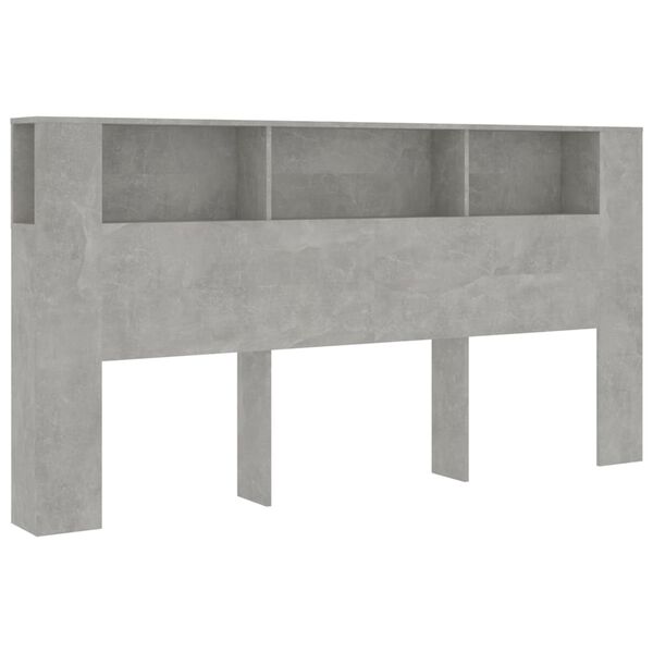 vidaXL Headboard Cabinet Concrete Grey 200x18.5x104.5 cm
