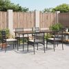 vidaXL 7 Piece Garden Dining Set with Cushions Black Poly Rattan
