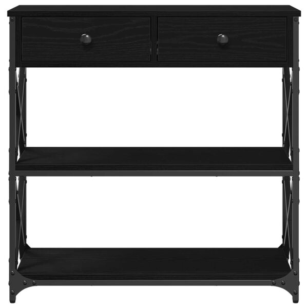 vidaXL Console Table with Drawer with Shelf Black oak 75 x 28 x 75 cm