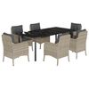 vidaXL 7 Piece Garden Dining Set with Cushions Light Grey Poly Rattan