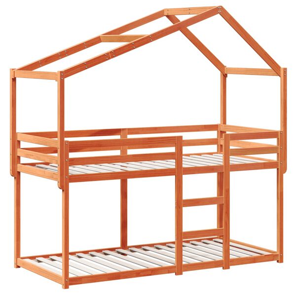 vidaXL Bunk Bed without Mattress Wax Brown 90x190 cm Single Solid Wood Pine