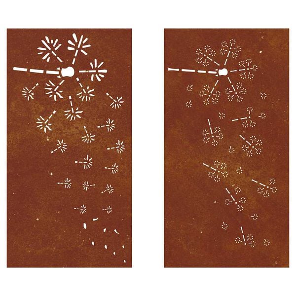 vidaXL Garden Wall Decorations 2pcs 105x55cm Corten Steel Flower Design
