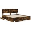 vidaXL Bed Frame with Drawer Smoked Oak 200 x 200 cm Engineered Wood