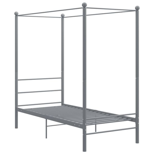 vidaXL Canopy Bed Frame without Mattress Grey Metal 90x200 cm