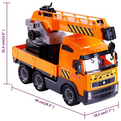 Polesie Wader 4 Piece Truck Set with Crane Orange&Black Polypropylene