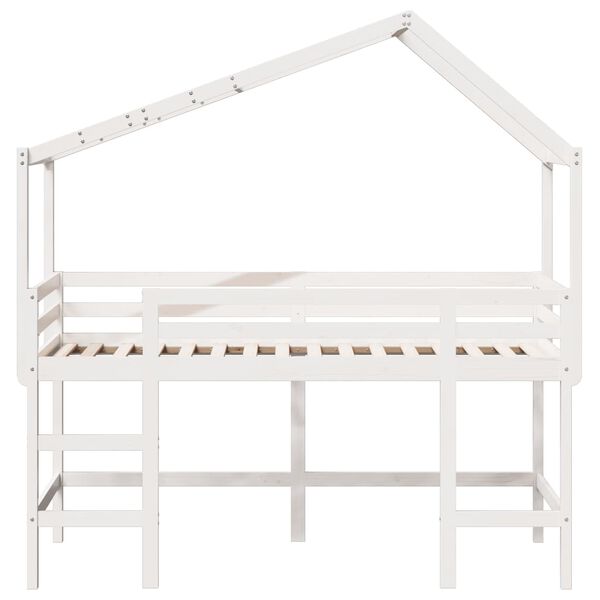 vidaXL Loft Bed with Ladder and Roof without Mattress White 80x200 cm