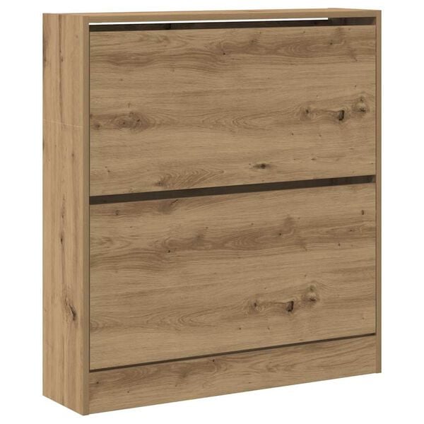 vidaXL Shoe Cabinet Smoked Oak 80x21x87.5 cm Engineered Wood