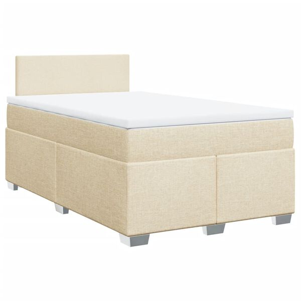 vidaXL Box Spring Bed with Mattress Cream 120x200 cm Fabric