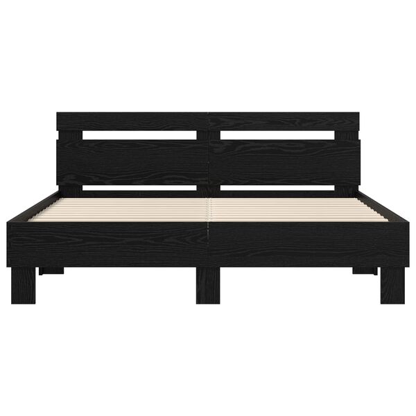 vidaXL Bed Frame with Headboard Black Oak 160 x 200 cm Engineered Wood