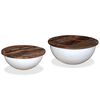 vidaXL Coffee Table Set 2 Pieces Solid Reclaimed Wood White Bowl Shape
