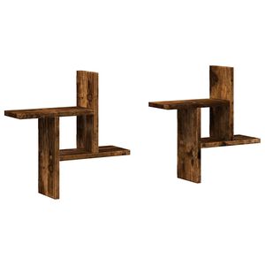 vidaXL Wall Shelves 2 pcs Smoked Oak 38x12x38 cm Engineered Wood