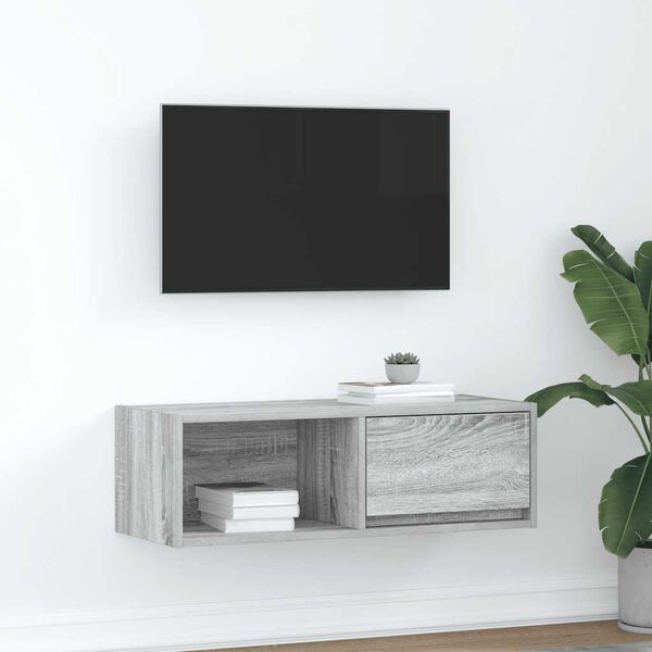 vidaXL TV Cabinet Grey Sonoma 80x31x25.5 cm Engineered Wood