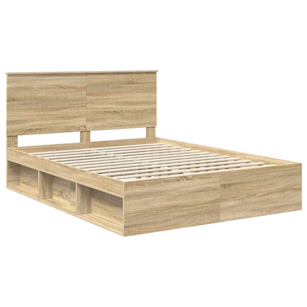 vidaXL Bed Frame Sonoma Oak 150 x 200 cm Solid Pine Wood