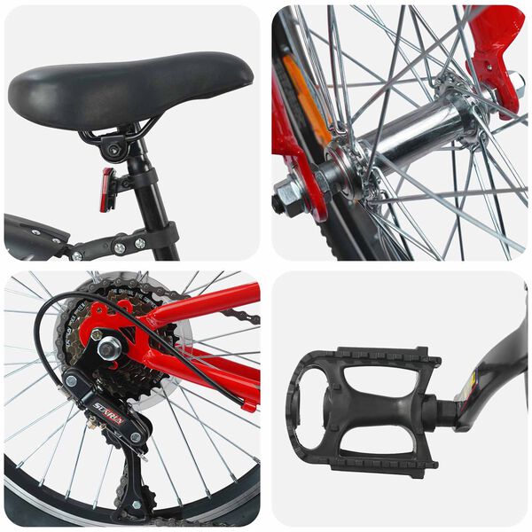 vidaXL Kids Bike 20'' 6-Speed for 6-11 Years Old Red